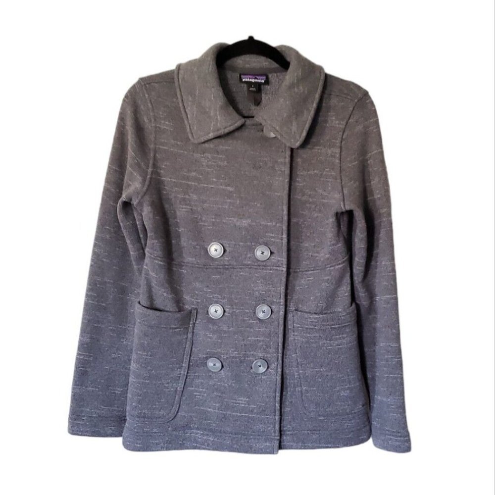 Patagonia Better Sweater Peacoat Fleece Coat Women's Gray Buttons Sz Small